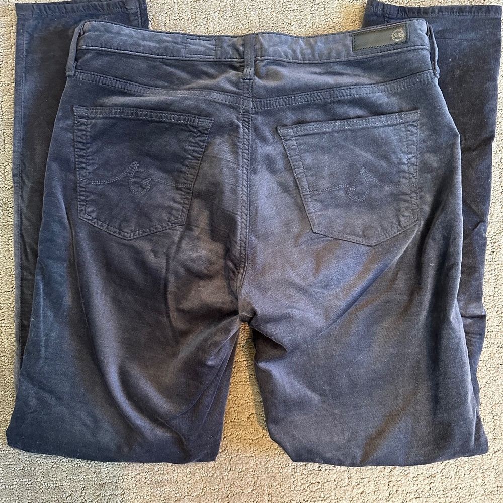 AG The Stevie Ankle slim straight ankle charcoal velvet pants